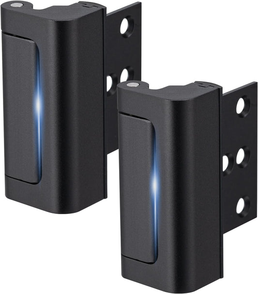 2 Pack Home Security Door Lock,Childproof Door Reinforcement Lock,with 3" Stop Withstand 800 lbs,for Inward Swing Doors,Night Kids Safety Metal Flip Lock Deadbolt Latch (Black)
