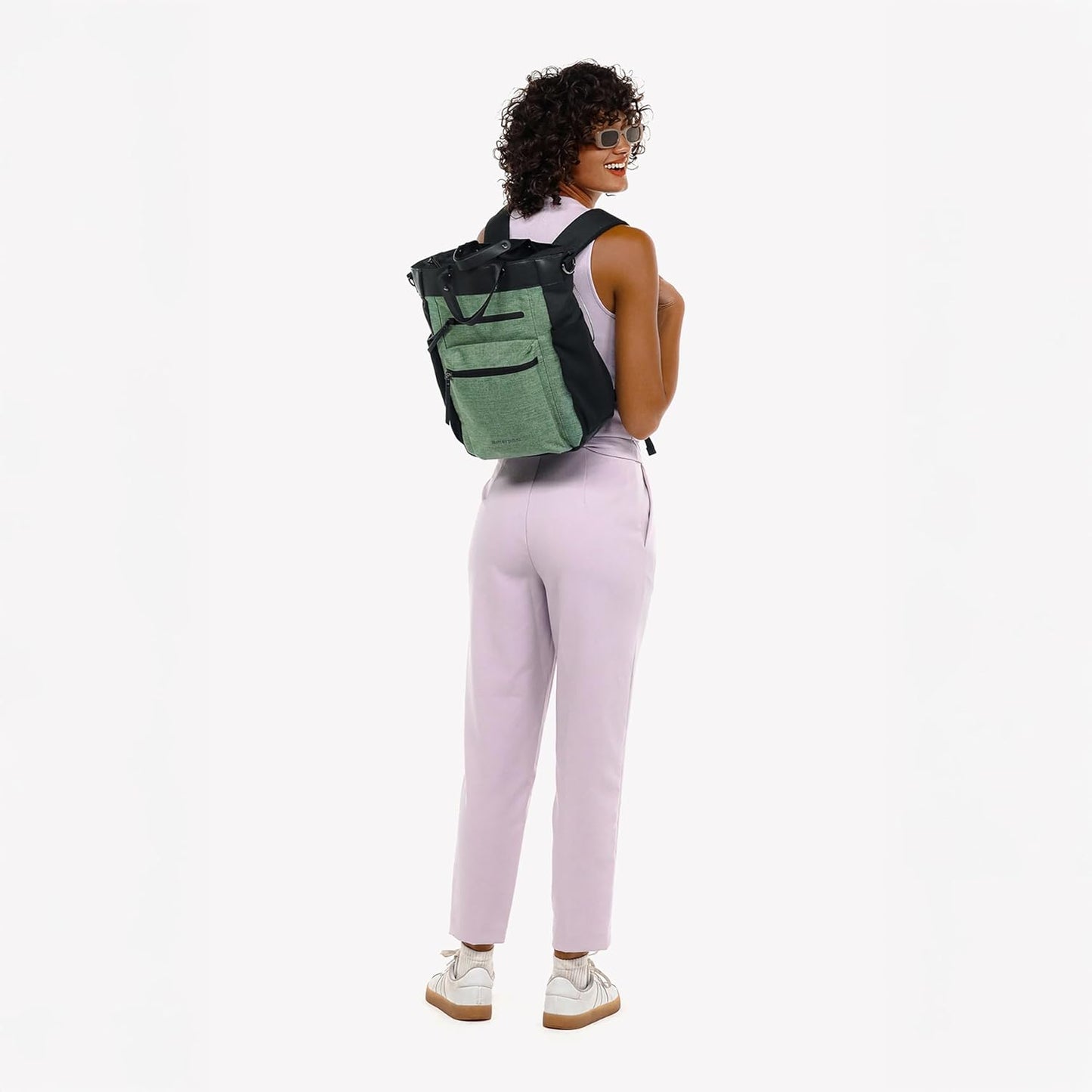 Sherpani Soleil, Anti Theft Convertible Backpack, 3 in 1 Tote Bag, Crossbody Bag, Cross Body Purse, 18L Travel Backpack for Women, RFID Protection, Metal Hardware Fits 13” Laptop (Basil Pro)