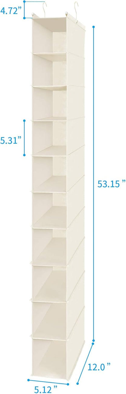 MAX Houser 10-Shelf Hanging Shoe Shelf Organizer, Hanging Shoe Storage for Closet,Pack of 2(Beige)