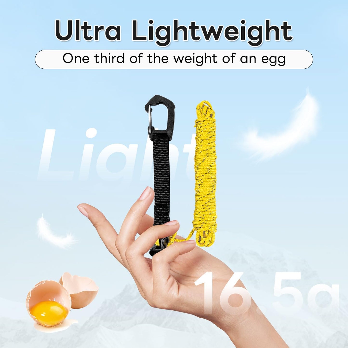 4 Pack Guy Lines-Ultralight Tent Cords with Locking Carabiner Clip, 2mm 100% Nylon Guylines Ropes for Outdoor Camping Tent Tarp,Climbing,Hiking Backpacking (Blue, 4M)