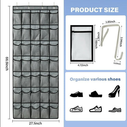 35Large Pockets Over The Door Shoe Organizer, Mesh Pockets Shoe Holder Rack, Capacity Shoe Hanging Storage，door shoe rack With 4 Metal Hook.