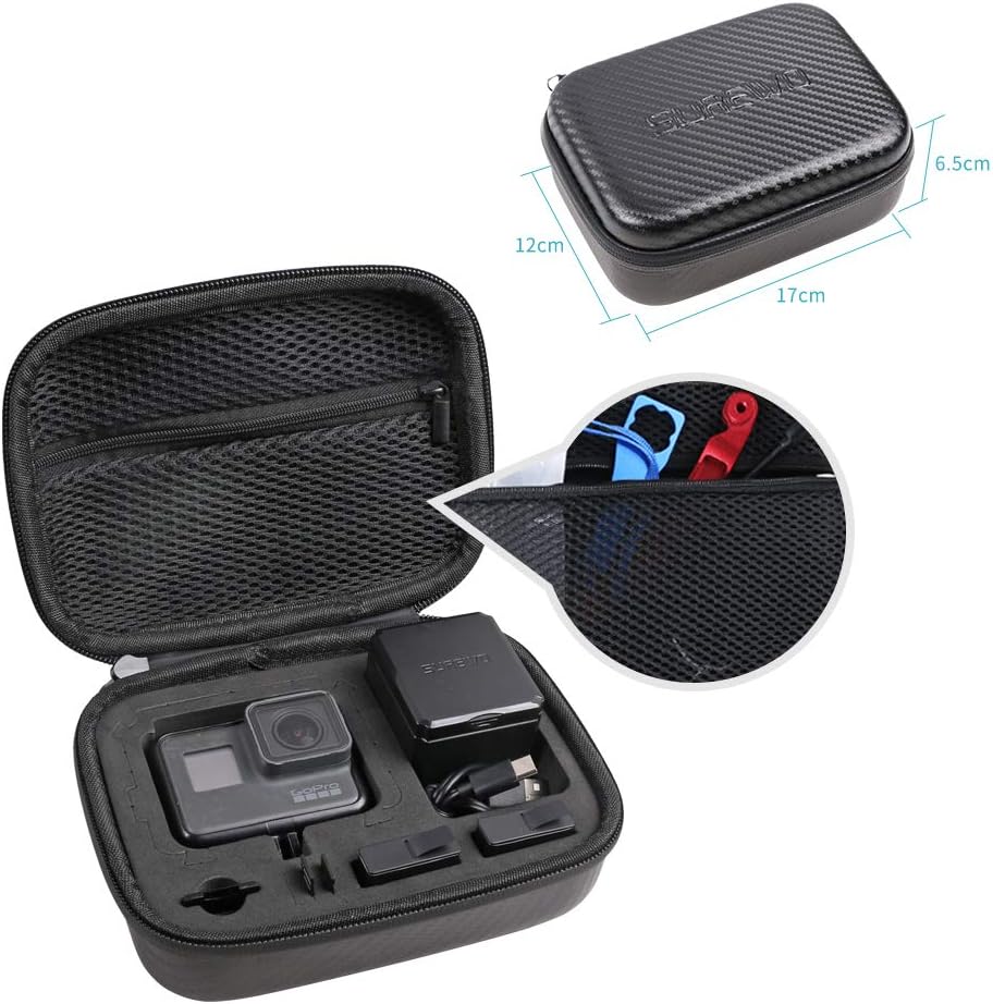 SUREWO Surface-Waterproof Carrying Case Compatible with GoPro Hero 13/12/11/10/9/8/7/(2018)/6/5 Black,DJI osmo action,AKASO/Campark/YI Action Camera and More