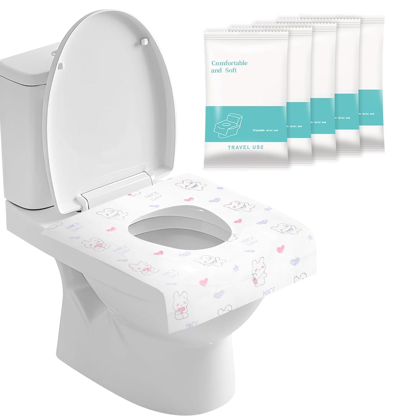 5 Packs Toddler Toilet Seat Covers Disposable, Disposable Toilet Seat Covers for Travel Waterproof Non-Woven, Travel Essentials for Kids Toddlers Potty Training (Individual Package)