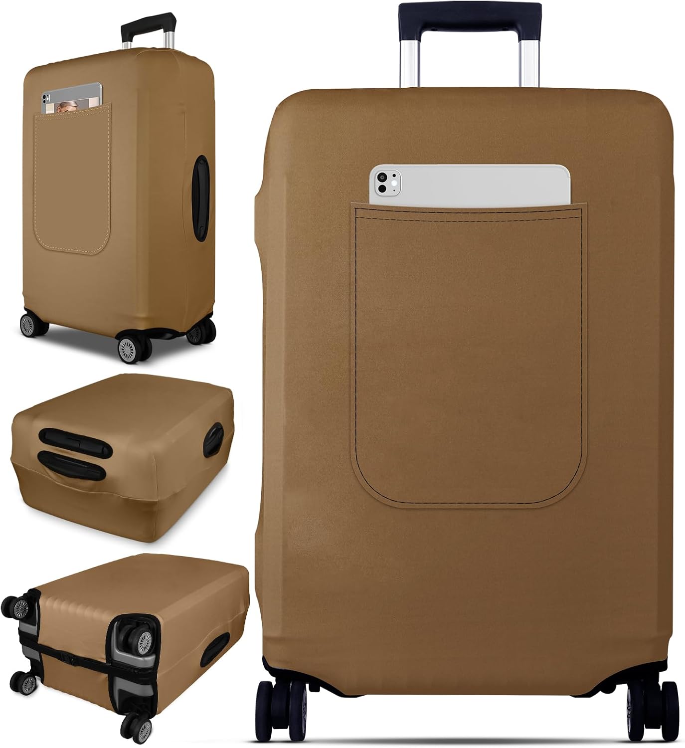 Slohif Luggage Cover for Suitcase Tsa Approved Protector - Luggage Sleeve Suit Case Cover Travel Stretch Large Baggage Case Protective Washable Fit 29-30 Inch Brown