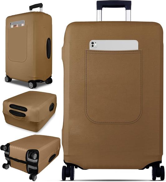 Slohif Luggage Cover for Suitcase Tsa Approved Protector - Luggage Sleeve Suit Case Cover Travel Stretch Large Baggage Case Protective Washable Fit 29-30 Inch Brown