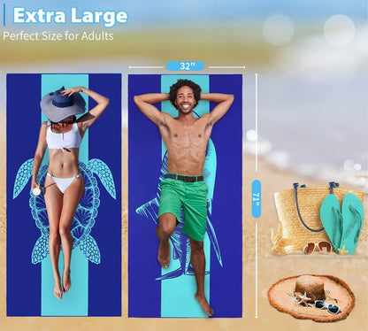 2 Pack Microfiber Lightweight Beach Towel 71"x32" Oversized Extra Large Thin Sand Free Towels Travel Swim Pool Yoga Gym Camping for Adults Women Men Beach Essentials Accessories Vacation Gift