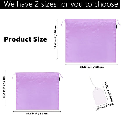 6 Pack Dust Bags for Handbags Silk Dust Cover Bag for Handbags Purses Shoes Boots, Silk Dustproof Drawstring Bag Travel Storage Pouch (Lavender, 19.6 × 15.7 in)