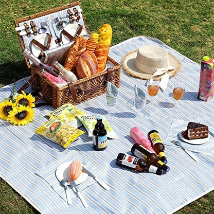 Picnic Basket for 4 Persons with Waterproof Picnic Blanket