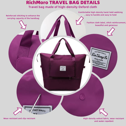 Large Capacity Foldable Travel Bag, Expandable lightweight Carry on Bag, Dry with Wet Separation Spor Duffel Bags