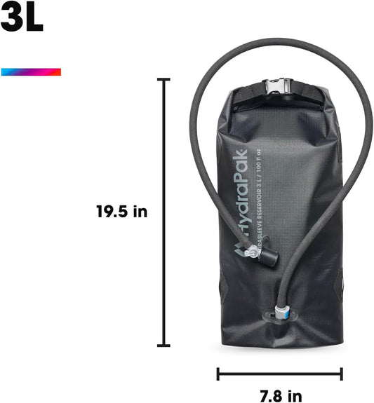 Hydrapak HydraSleeve - Insulated Sleeve with Shape-Shift Low-Profile Water Bladder/Reservoir for Hydration Backpacks, 3-Liter (100 oz.), High Flow Bite Valve, Safe & Reliable