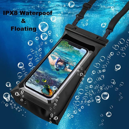 Large Capacity Waterproof Phone Pouch Floating, Waterproof Bag Case for iPhone 15 14 Pro Max 13 12 11 X XR 8 Plus Samsung Up to 6.9'', IPX8 Water Proof Phone Dry Bag for Swimming Kayaking, 1Pack