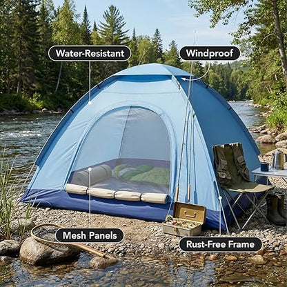 OVENTE 2 Person Camping Tent with Carrying Bag, Blue TCW013BL