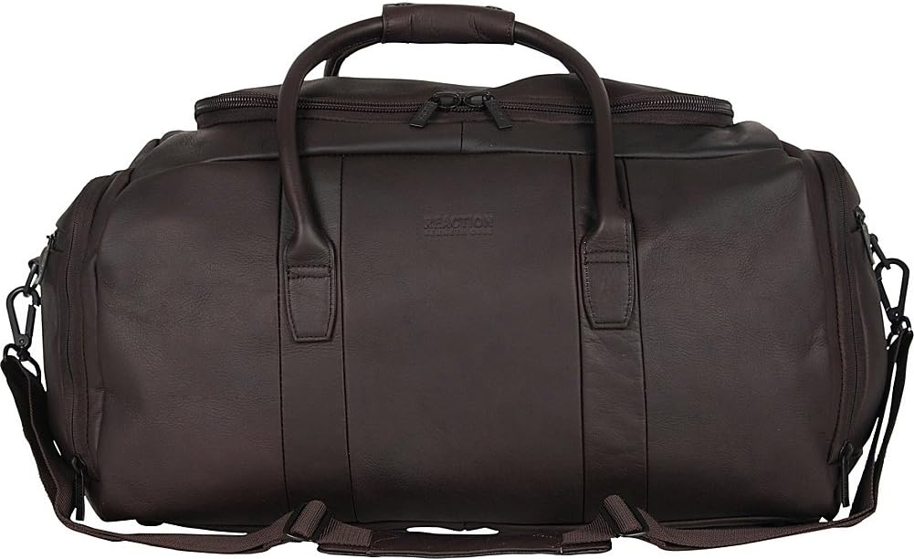 Kenneth Cole REACTION Duff Guy Colombian Leather 20" Single Compartment Top Load Travel Duffel Bag, Cognac