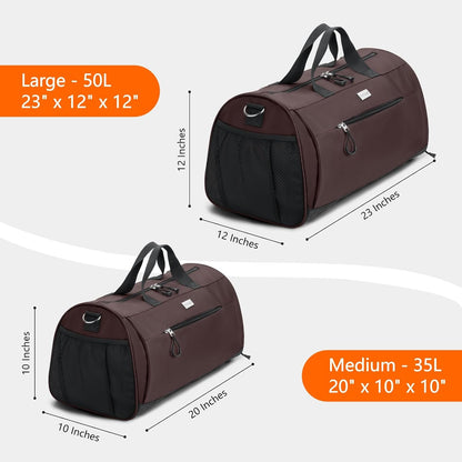 TOPDesign Gym Bag for Women & Men, Unisex Duffel Bag with Shoe Compartment & Wet Pocket for Travel Sports Gym (L Brown)