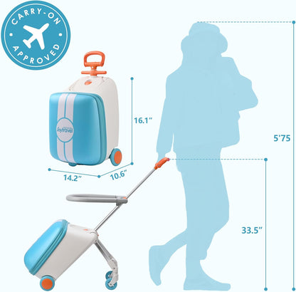 Kids Ride-on Luggage with Spinner Wheels Suitcase, Kid's Ride-On Suitcase Help Your Child Relax, Carry On Trolley Luggage (lightBlue)