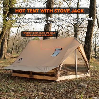2 Person Hot Tents for Camping with Stove Jack, 4 Season Cabin Winter Tent