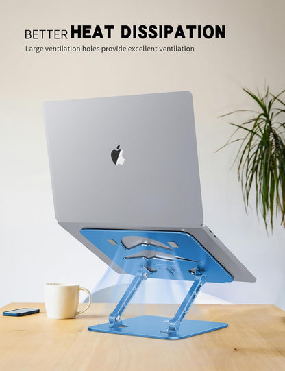 Laptop Stand, Ergonomic Adjustable Computer Stand for Collaborative Work, Foldable and Portable Heat Sink Computer Stands, Fits up to 15.6-inch Laptops (Dark Blue)