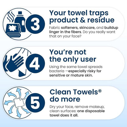 Clean Skin Club Clean Towels XL®, 100% USDA Biobased Face Towel, Disposable - Image 6