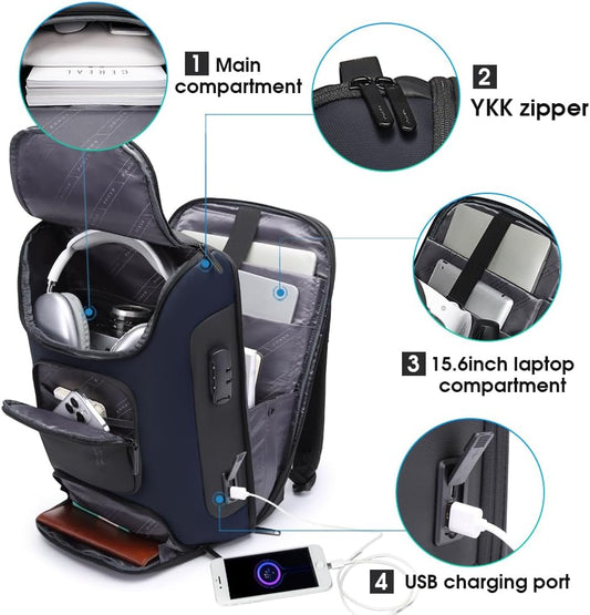 BANGE Anti Theft Backpack,Slim Laptop Backpacks Fit for 15.6 INCH，Business Backpack with USB Charging Port,Men Travel Backpack for Men and Women