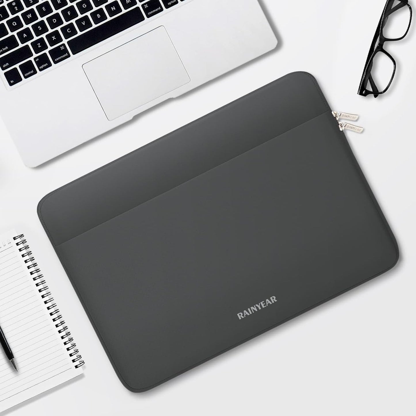 RAINYEAR Laptop Sleeve Case 13.3 Inch, Protective Portable Case with Front Pocket, Briefcase Handbag Laptop Bag Compatible with MacBook Air/Pro 13-13.3 inch, MacBook Pro 14 inch, Gray