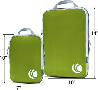 Cipway Compression Packing Cubes Set, Ultralight Expandable Travel Packing Organizers for Carry on Luggage (Green 3pcs)