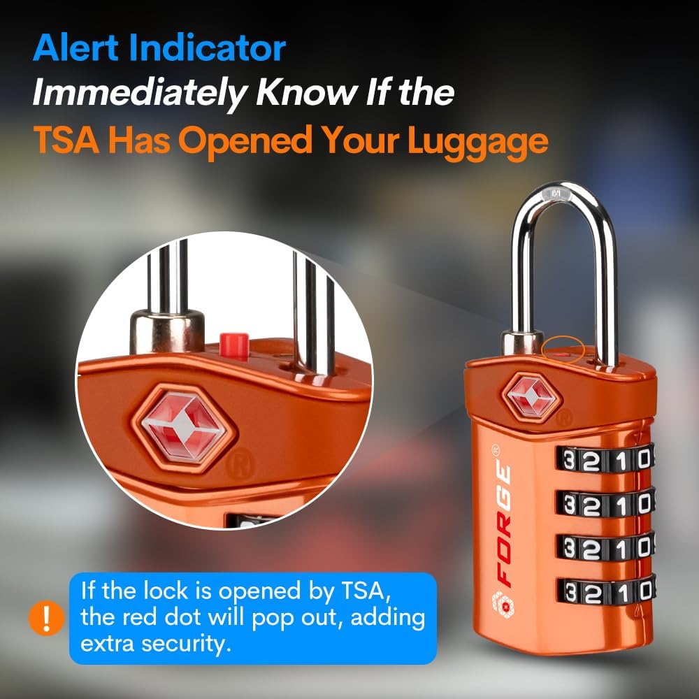 Forge Travel Lock,TSA Approved Luggage Locks for Air Travel, Gym Lockers, School Lockers, Pelican Cases, Gun Case, Easy Read Dials, Durable Alloy Body