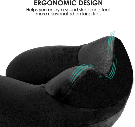urophylla Inflatable Travel Pillow, Soft Velvet Inflatable Neck Pillow for Traveling, Airplanes, Train, Car, Office with Compact Bag, Breathable Washable Cover, Suit for Adults Sleeping - Black