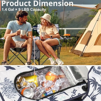 Outvita Folding Double Camping Chair w/Umbrella, Cooler for Beach Patio L