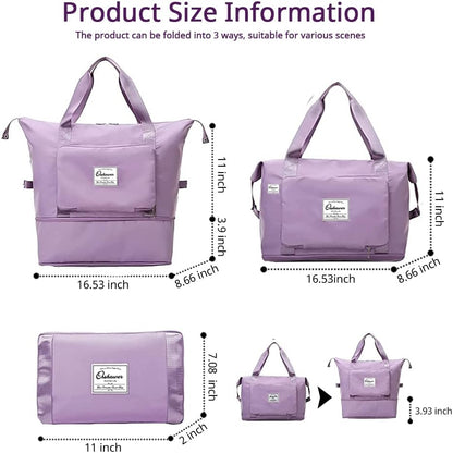 Large Capacity Foldable Travel Bag Expandable Portable Carry on Bag Dry&Wet Separation Sports Duffel Bags