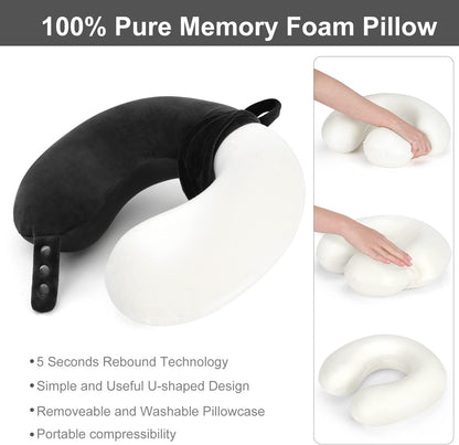 Travel Pillow, Best Memory Foam Neck Pillow Head Support Soft Pillow for Sleeping Rest, Airplane Car & Home Use (Black5)