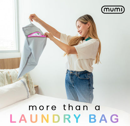 MUMI Travel Laundry Bag – Moisture & Smell-Proof Wash Bag with Folding Hanger & Outer Pouch | Large Washable Bags for Suitcase, Gym & Packing | Clothes Organizer for Trips & Storage - Orange