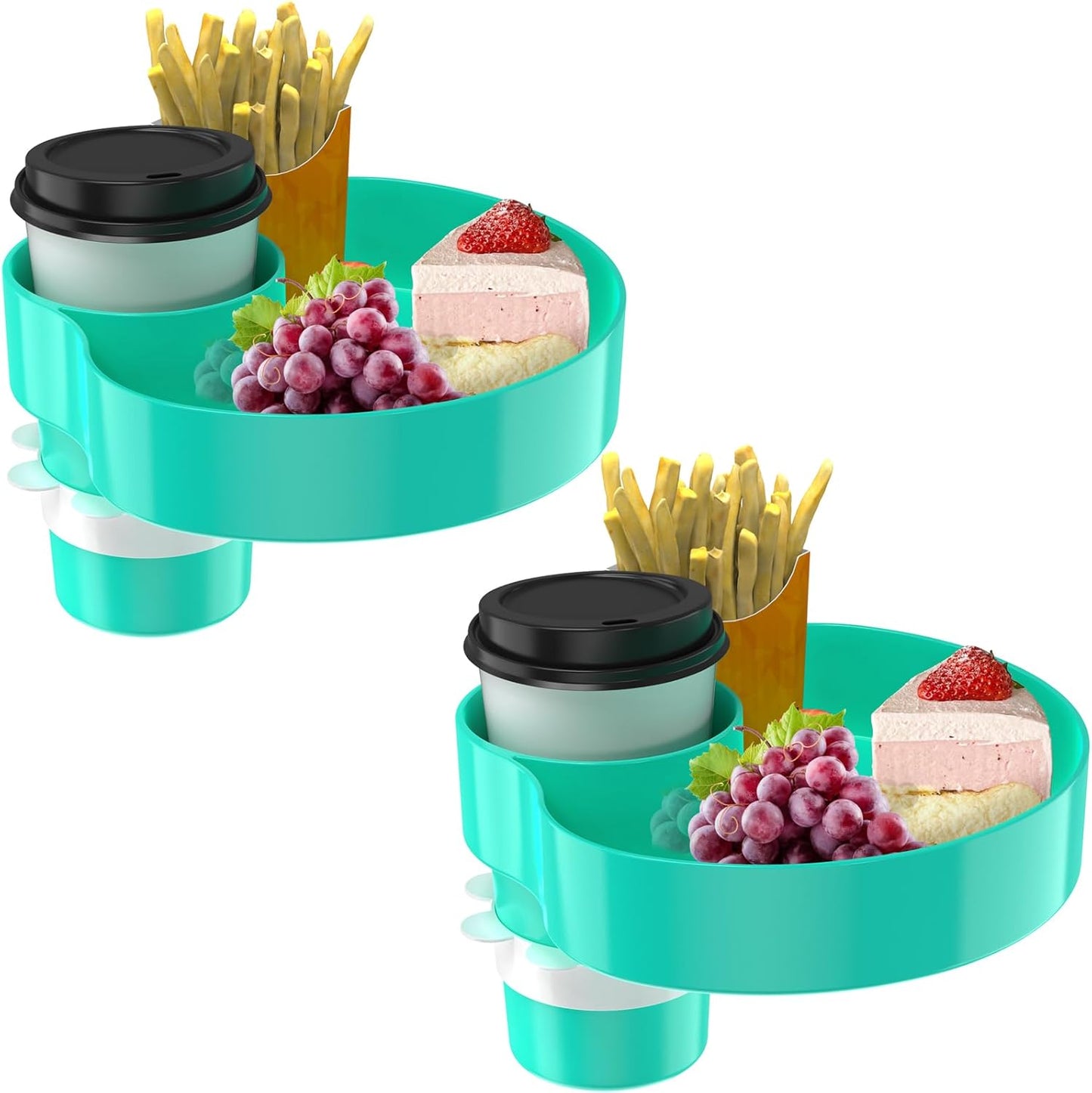 [2 Packs] Kids Car Seat Tray, Travel Tray with Cup Holder for Toddler Baby, Kids Car Seat Food Snack Organizer for Road Trip, Stroller snack Organizer Travel Must Haves Toddler Must Haves (Cyanine)