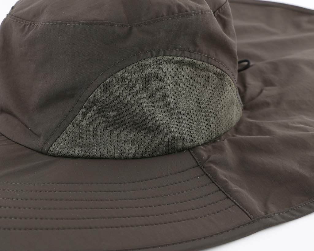 Home Prefer Outdoor UPF50+ Sun Hat Wide Brim Mesh Fishing Hat with Neck Flap