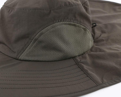 Home Prefer Outdoor UPF50+ Sun Hat Wide Brim Mesh Fishing Hat with Neck Flap