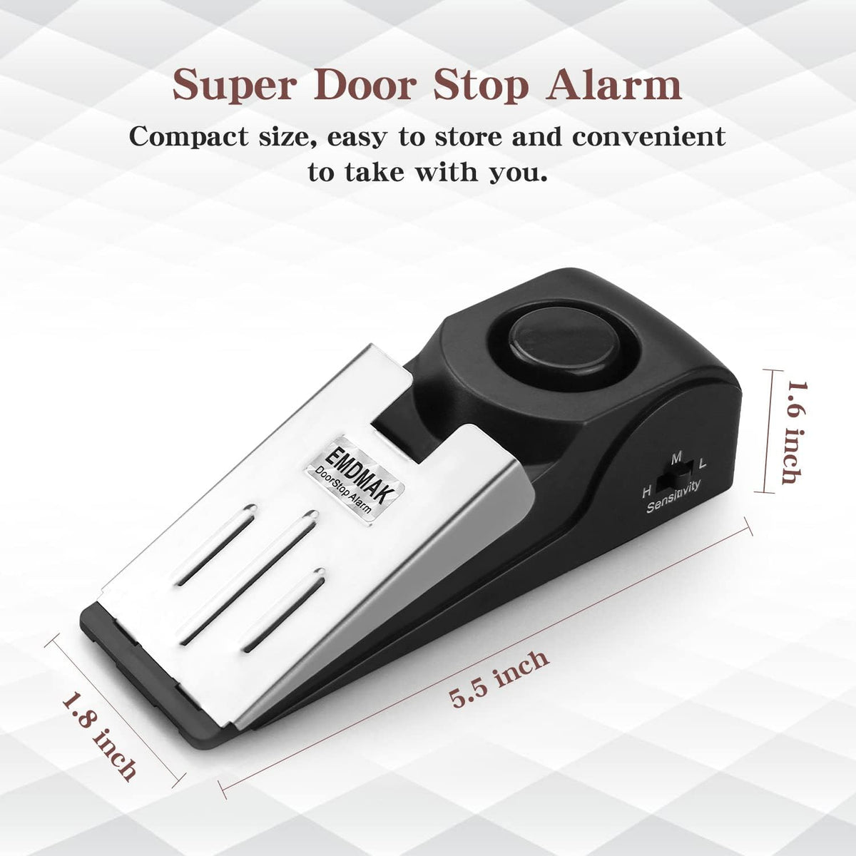 EMDMAK Door Stop Alarm with 120DB Siren Door Stop for Home & Travel (Black) (Pack of 3)