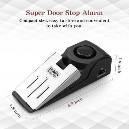 EMDMAK Door Stop Alarm with 120DB Siren Door Stop for Home & Travel (Black) (Pack of 3)