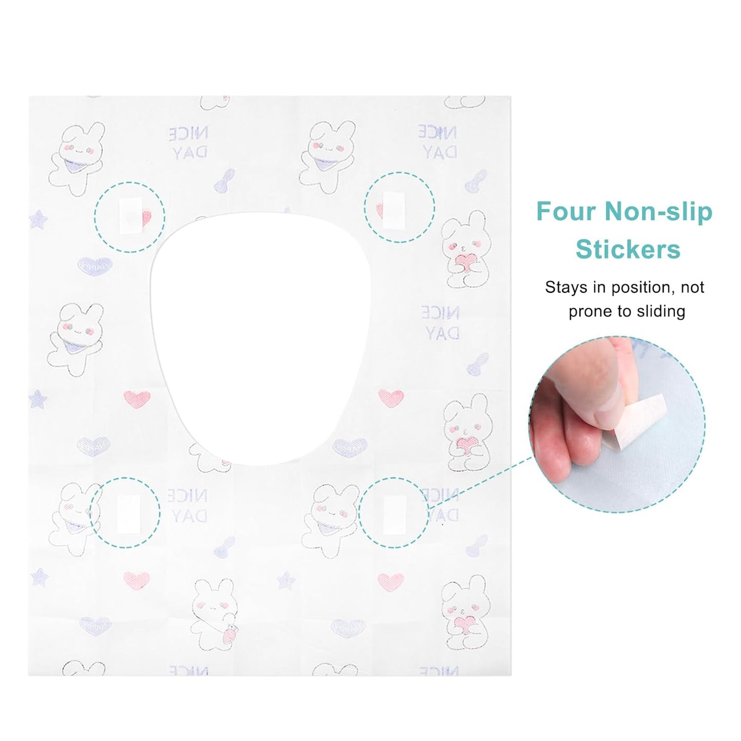 50 Packs Toddler Toilet Seat Covers Disposable, Disposable Toilet Seat Covers for Travel Waterproof Non-Woven, Travel Essentials for Kids Toddlers Potty Training (Individual Package)