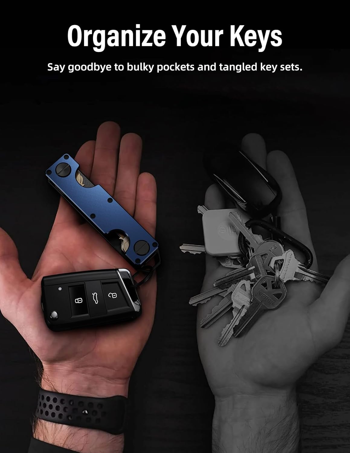 Key Organizer Key Holder Compact Key Case Minimalist Metal Key Chain Key Holder for Keychain Secures 8-10 Keys EDC