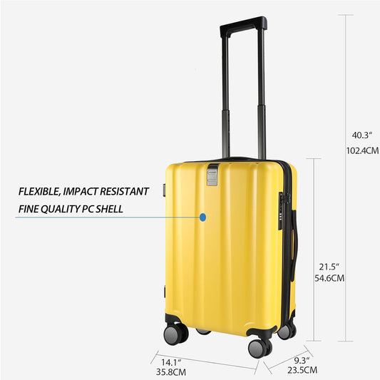 KROSER Hardside Expandable Carry On Luggage with Spinner Wheels & Built-in TSA Lock, Durable Suitcase Rolling Luggage with USB Port, Carry-On 20-Inch, Yellow