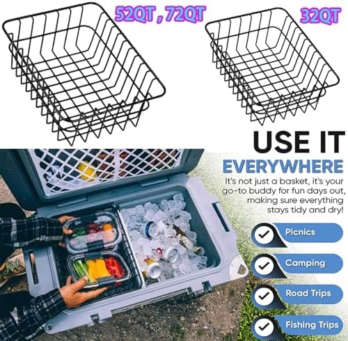 Cooler Basket for RTIC 32QT Ultra-Light Coolers, Stainless Steel Storage Dry-Goods Basket, Keep Smaller Items Dry, Compatible with Ice, Dividers, Locks and Other Accessories.