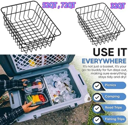 Cooler Basket for RTIC 32QT Ultra-Light Coolers, Stainless Steel Storage Dry-Goods Basket, Keep Smaller Items Dry, Compatible with Ice, Dividers, Locks and Other Accessories.