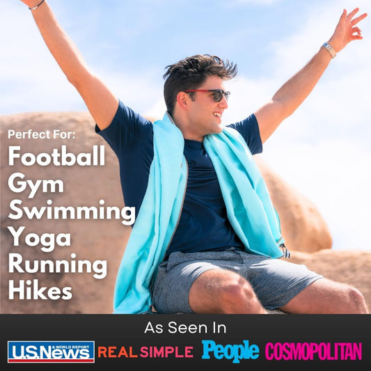 ECCOSOPHY Microfiber Beach Towel – Quick Dry Gym Towel, Highly Absorbent with Ribbed Texture, Lightweight – Ideal for Travel, Pool, Yoga, Fitness & Outdoor Adventures – 60x30 Aqua