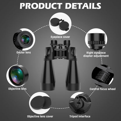 18x70 Binoculars for Adults High Powered, Large Aperture 70mm Astronomy Binoculars for Long Distance Viewing, Waterproof & Fogproof with Smartphone Adapter, Tripod Adapter, Carrying Case
