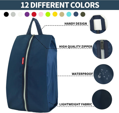 6pcs Portable Shoe Organizer, Travel Pouches with Zipper, Golf Shoe Bags, Clothes Bags, Soccer Cleats Bag Shoe Pouch for Gym, Waterproof, Odor-Resistant (Navy Blue)