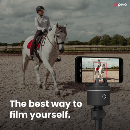 Pivo Equestrian Silver Starter Pack, Auto Face, Body, Horse Phone Tracking Holder, Ai-Powered 360° Rotation, Remote Control for Hands-Free Video Recording with Smart Mount and Travel Case