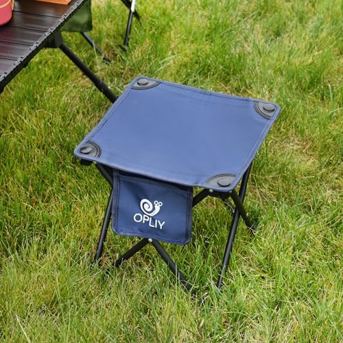 Opliy Camping Stool 2 Pack,13.5 Inch Portable Folding Stool for Outdoor Gardening and Beach Hiking Fishing,Foot Stool with Carry Bag (Blue)