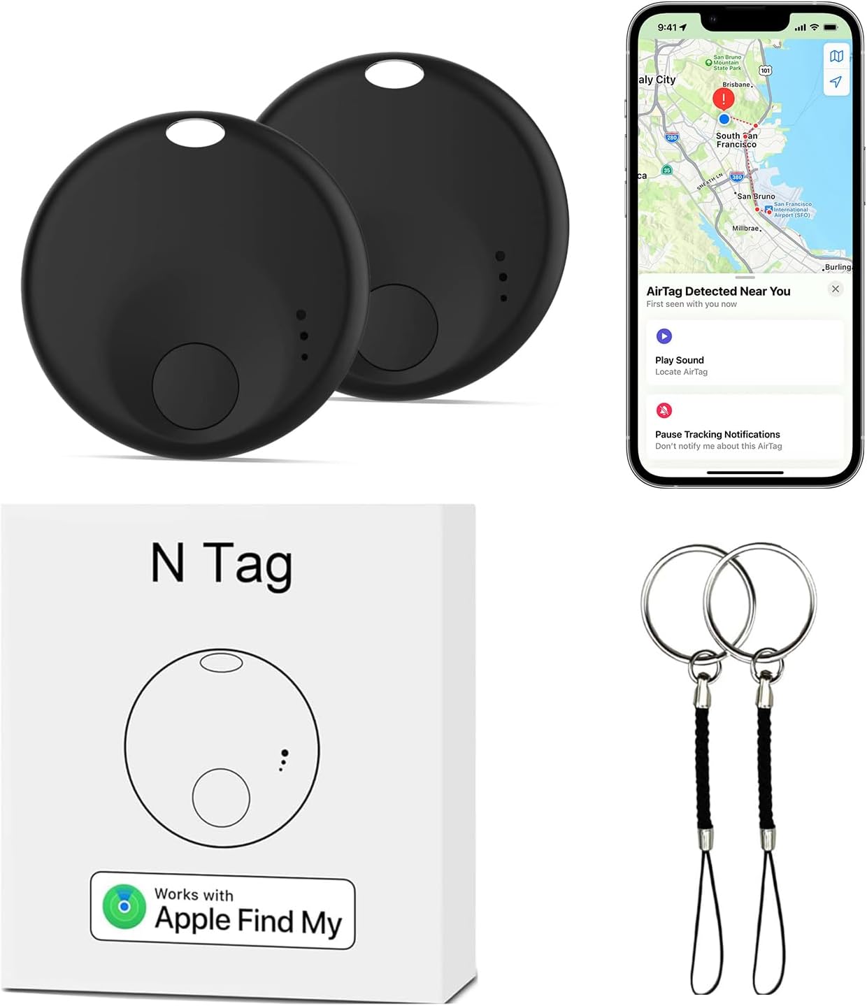 Air Tracker Tags-2Pack Smart Bluetooth Tracker,Smart Tag Item Finders with Find My(iOS Only) App,Smart Tag Locator Tracking Device,Keys Finder and Item Locator,for Luggage,Satchel,Backpack,Pets