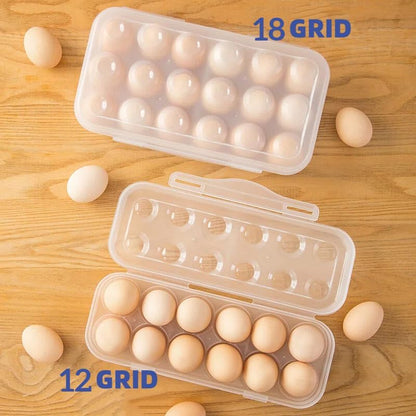ZeQi 12Grid Shatterproof Transparent Egg Container, Food Grade PP Reusable Egg Holder for Fridge, Kitchen Storage, Camping & Outdoor Use