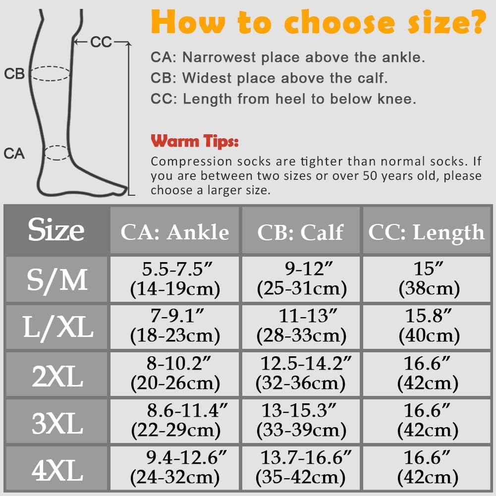 CASMON 2 Pairs Zipper Compression Socks for Women & Men,15-20 mmHg Closed Toe Knee High Support Sock for Varicose Vein Edema