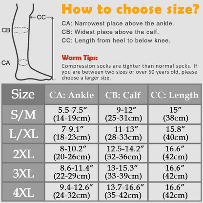 CASMON 2 Pairs Zipper Compression Socks for Women & Men,15-20 mmHg Closed Toe Knee High Support Sock for Varicose Vein Edema